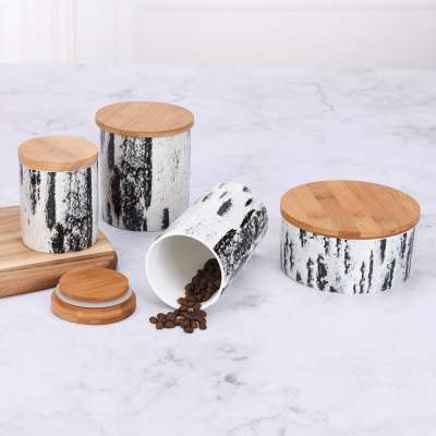 custom ceramic marble decal storage jar canister set for home kitchen