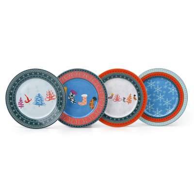 Christmas tree socks blue ceramic plates set printed dinner plate sets