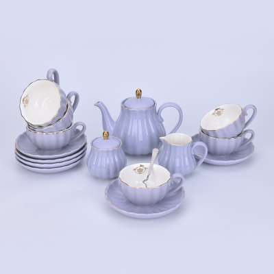 Porcelain Tea Sets British Royal Series 15pcs Cups Saucer with Teapot Sugar Bowl Cream Pitcher Teaspoons