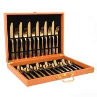 24 Piece 18 10 Gold Flatware In A Case Wedding Gift 1810 Silverware Sets 24pcs 18/10 Stainless Steel Cutlery Set With Box