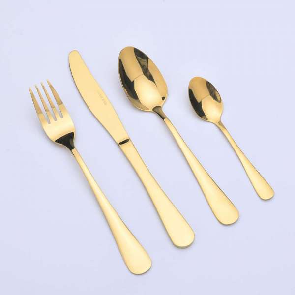 16pcs gold stainless steel spoon forks and knives for events spoons sets