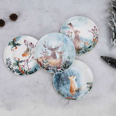 Ceramic cute Christmas dinner plates set