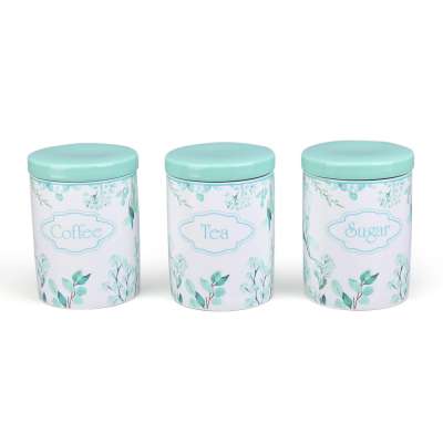 Bone china green small flower sugar bowl set coffee tea jars sets with ceramic lid